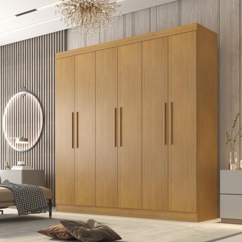 Guarda Roupa Casal 6 Portas 4 Gavetas Belém Marrom/Cinamomo