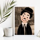 Ver imagem 2 de Quadro Decorativo Charlie Chaplin Ilustração 45x34cm:Madeira branca