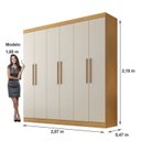 Ver imagem 4 de Guarda Roupa Casal 6 Portas 4 Gavetas Belém Marrom/Cinamomo/Off White