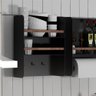 Porta Temperos em Aço Carbono Preto e Madeira C/ Porta Papel - 40cm Linha Home - 1