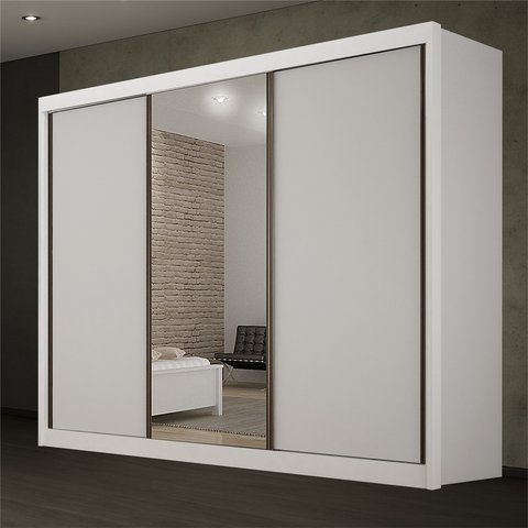 Guarda Roupa Casal com Espelho 3 Portas 6 Gavetas São Paulo Gold