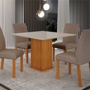 Ver imagem 7 de Conjunto Sala de Jantar Mesa com 4 Cadeiras Napoli Marrom/Freijó/Off White