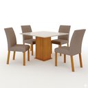 Ver imagem 2 de Conjunto Sala de Jantar Mesa com 4 Cadeiras Napoli Marrom/Freijó/Off White