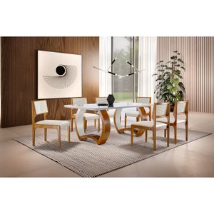 Conjunto de Jantar Mesa com 6 Cadeiras Bari