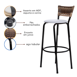 Banco para Bancada Banqueta Alta Cappuccino Balcão Cozinha Bistrô Área Gourmet Churrasqueira - 5