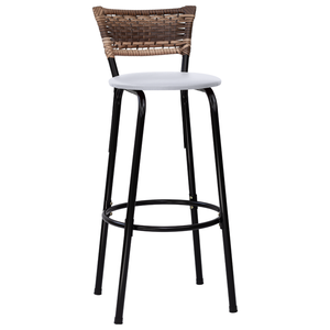 Banqueta Alta Preta Encosto Junco Balcão Bancada Bistrô Ilhas Americana Bares - Branco