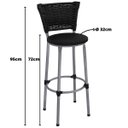 Ver imagem 2 de Kit 3 Banquetas Altas Prata com Encosto Junco Preto Assento Preto