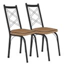Ver imagem 1 de Kit 2 Cadeiras Aço Carbono Tubular Metálica Acabamento Fosco D-28 Julia Preto/rattan