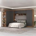 Ver imagem 1 de Conjunto Guarda-Roupa Modulado 10 Portas 6 Gavetas 7 Peças Yescasa Marrom/Nogal/Grafite