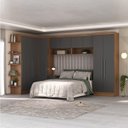 Ver imagem 1 de Conjunto Guarda-Roupa Modulado 10 Portas 6 Gavetas 7 Peças Yescasa Marrom/Nogal/Grafite