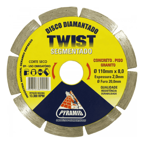 Disco de Corte Diamantado Twist Segmentado Corta Concreto
