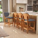Ver imagem 2 de Kit 02 Banquetas Baixa Bar Cozinha E Sala De Jantar Fixa Betta L02 Imbuia Linho Cinza Escuro - Lyam