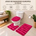 Ver imagem 6 de Jogo de Banheiro Tapete Europeu 3 Peças Base Antiderrapante Macio Pink