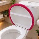 Ver imagem 3 de Jogo de Banheiro Tapete Europeu 3 Peças Base Antiderrapante Macio Pink