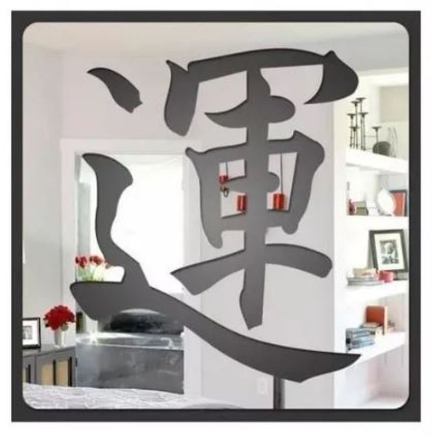 Espelho Ideograma Chinês Decorativo Sala Quarto Escritório