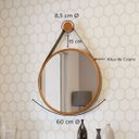 Ver imagem 2 de Espelho 60cm Grande Redondo com Alça para Hall de Entrada Quarto Banheiro Aro Cobre Couro Marrom