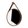 Espelho 60cm Grande Redondo com Alça para Hall de Entrada Quarto Banheiro Aro Cobre Couro Marrom - 4