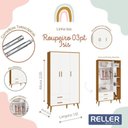 Ver imagem 2 de Jogo de Quarto Infantil Isis Guarda Roupa 3 Portas e Berço Branco/savana - Reller Móveis Branco/