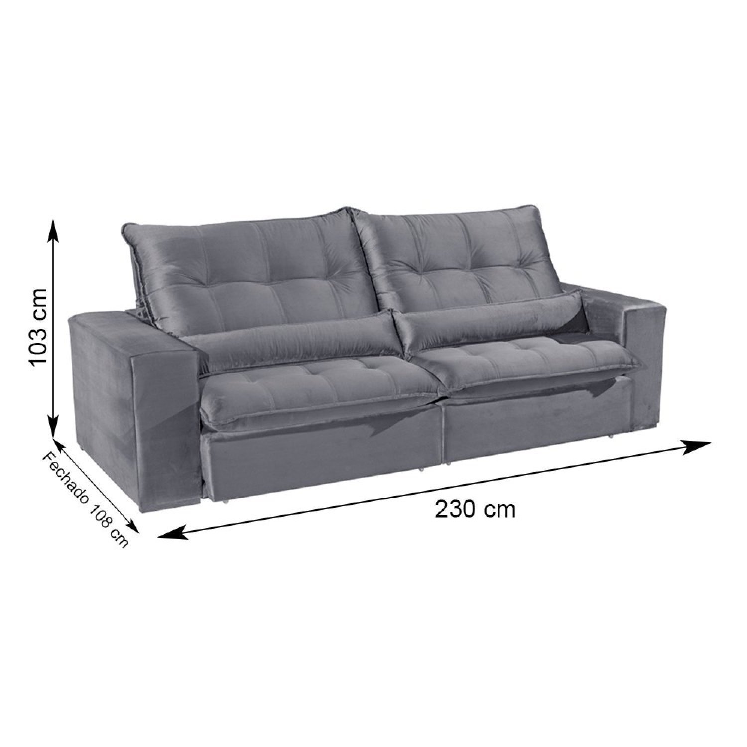 Sofá Retrátil/Reclinável 230cm 3 Lugares Mercedes - 3