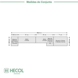 Guardo Roupa Modulado 7 Portas 6 Gavetas 5 Peças  - 3