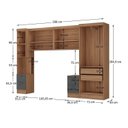 Ver imagem 4 de Conjunto de Guarda-Roupa Modulado 5 Peças 7 Portas 6 Gavetas Viena Yescasa Marrom/Nogal/Grafite