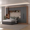 Ver imagem 1 de Conjunto de Guarda-Roupa Modulado 5 Peças 7 Portas 6 Gavetas Viena Yescasa Marrom/Nogal/Grafite