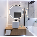 Ver imagem 2 de Espelho Multiuso Lapidado Pendurador Jateado Led Branco 50cm Redondo