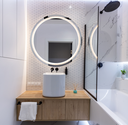 Ver imagem 2 de Espelho Multiuso Lapidado Pendurador Jateado Led Branco 50cm Redondo