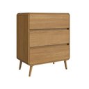Ver imagem 3 de Cômoda para Quarto 3 Gavetas em MDF e MDP Curve Marrom/Carvalho Xingu