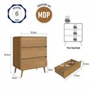 Ver imagem 6 de Cômoda para Quarto 3 Gavetas em MDF e MDP Curve Marrom/Carvalho Xingu