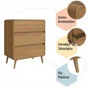 Ver imagem 7 de Cômoda para Quarto 3 Gavetas em MDF e MDP Curve Marrom/Carvalho Xingu