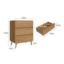 Ver imagem 4 de Cômoda para Quarto 3 Gavetas em MDF e MDP Curve Marrom/Carvalho Xingu