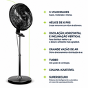 Ver imagem 2 de Ventilador de Coluna com Pé 57 cm Turbo 6 Pás 127V Silencioso 3 Velocidades 175W