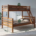 Ver imagem 2 de Cama Beliche Casal Solteiro Madeira Pinus Alta Resistência:Castanho Claro