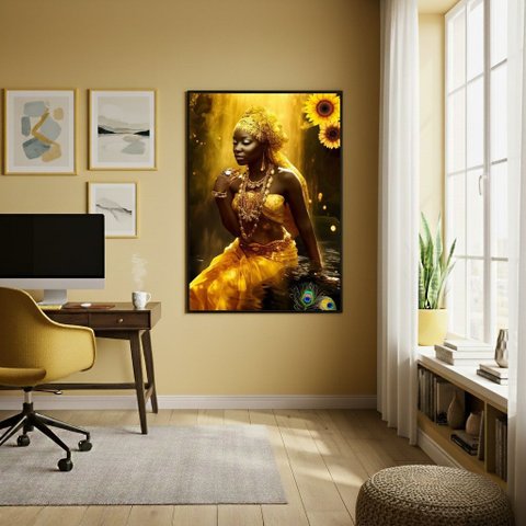 Quadro Decorativo Fotografia Oxum - 70x50cm:moldura Preta