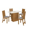 Ver imagem 3 de Conjunto Sala de Jantar 1 Mesa Tampo MDP Retangular com 4 Cadeiras Dalila Yescasa Marrom/Freijó/Off White/Linho