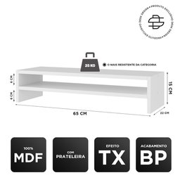 Kit 02 Suportes Stand Base Tela Monitor Soft Elevado 65cm em MDF com 01 Prateleira - Desk Design Bra - 4