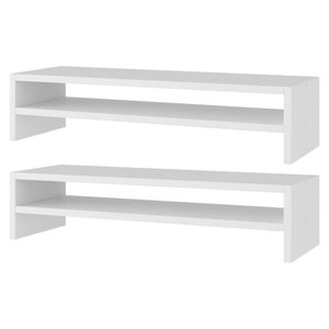 Kit 02 Suportes Stand Base Tela Monitor Soft Elevado 65cm em MDF com 01 Prateleira - Desk Design Bra