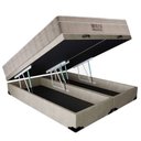 Ver imagem 5 de Cama Box Baú Casal Suede Bipartido + Colchão Ortobom Airtech Molas Ensacadas 65x138x188 Bege