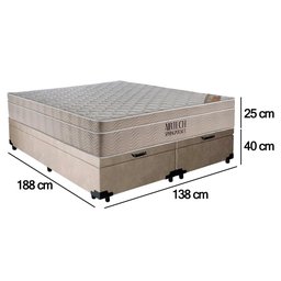 Cama Box Baú Casal Suede Bipartido + Colchão Ortobom Airtech Molas Ensacadas 65x138x188 Bege - 3