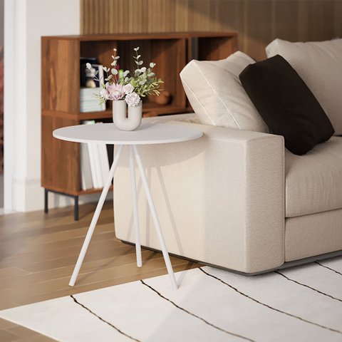 Mesa Lateral Decorativa Gabriela Redonda Branco