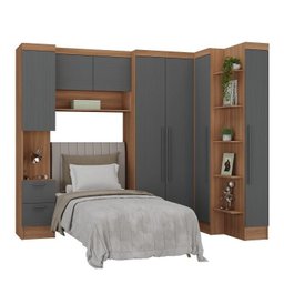 Conjunto de Guarda-Roupa Modulado 7 Portas 4 Gavetas 5 Peças Yescasa Marrom/Nogal/Grafite - 6 Conjunto de Guarda-Roupa Modulado 7 Portas 4 Gavetas 5 Peças Yescasa Marrom/Nogal/Grafite - 6