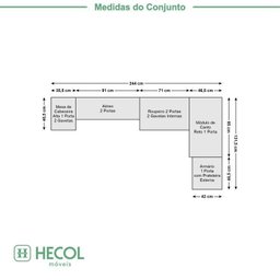 Guardo Roupa Modulado 7 Portas 4 Gavetas 5 Peças  - 3