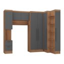 Ver imagem 4 de Conjunto de Guarda-Roupa Modulado 7 Portas 4 Gavetas 5 Peças Yescasa Marrom/Nogal/Grafite