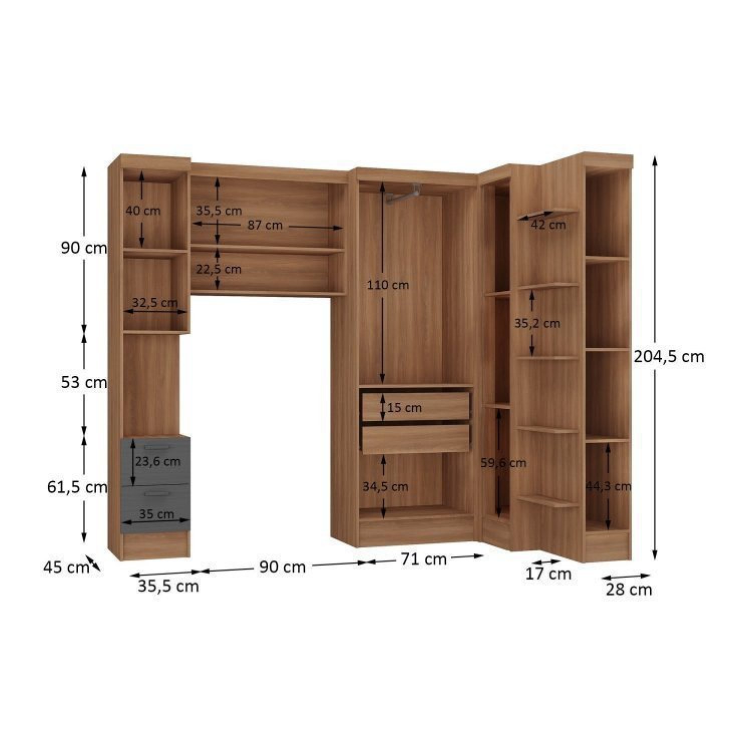 Guardo Roupa Modulado 7 Portas 4 Gavetas 5 Peças  - 7