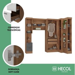 Conjunto de Guarda-Roupa Modulado 7 Portas 4 Gavetas 5 Peças Yescasa Marrom/Nogal/Grafite - 2 Conjunto de Guarda-Roupa Modulado 7 Portas 4 Gavetas 5 Peças Yescasa Marrom/Nogal/Grafite - 2