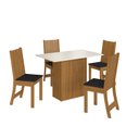 Ver imagem 3 de Conjunto Sala de Jantar 1 Mesa Tampo MDP Retangular com 4 Cadeiras Cozinha Dalila Yescasa Marrom/Freijó/Off White/Preto