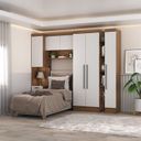 Ver imagem 1 de Conjunto de Guarda-Roupa Modulado 6 Portas 4 Gavetas 4 Peças Yescasa Marrom/Nogal/Branco
