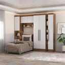 Ver imagem 1 de Conjunto de Guarda-Roupa Modulado 6 Portas 4 Gavetas 4 Peças Yescasa Marrom/Nogal/Branco