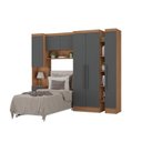 Ver imagem 6 de Conjunto de Guarda-Roupa Modulado 6 Portas 4 Gavetas 4 Peças Yescasa Marrom/Nogal/Grafite